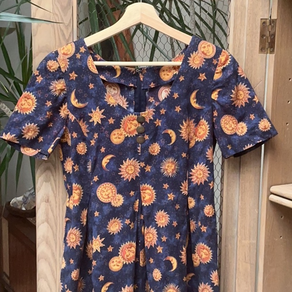 Celestial Sun Moon and Stars Short Sleeve Romper - Picture 2 of 10